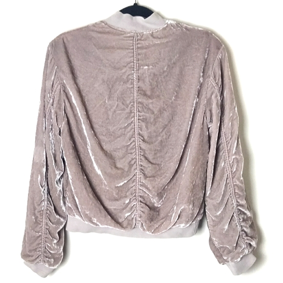 Free People • Ruched Velvet Bomber Jacket - Picture 5 of 8